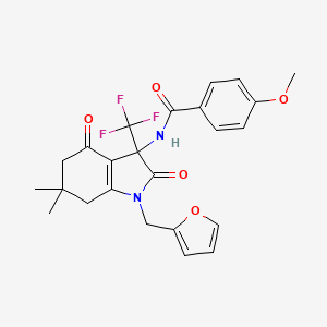 N-[1-(furan-2-ylmethyl)-6,6-dimethyl-2,4-dioxo-3-(trifluoromethyl)-2,3,4,5,6,7-hexahydro-1H-indol-3-yl]-4-methoxybenzamide