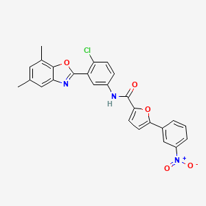 N-[4-chloro-3-(5,7-dimethyl-1,3-benzoxazol-2-yl)phenyl]-5-(3-nitrophenyl)furan-2-carboxamide