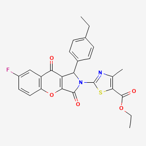 molecular formula C26H21FN2O5S B11570949 ethyl 2-[1-(4-ethylphenyl)-7-fluoro-3,9-dioxo-3,9-dihydrochromeno[2,3-c]pyrrol-2(1H)-yl]-4-methyl-1,3-thiazole-5-carboxylate 