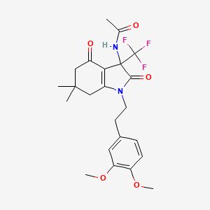 N-{1-[2-(3,4-dimethoxyphenyl)ethyl]-6,6-dimethyl-2,4-dioxo-3-(trifluoromethyl)-2,3,4,5,6,7-hexahydro-1H-indol-3-yl}acetamide