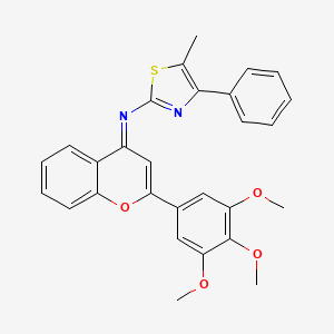 molecular formula C28H24N2O4S B11571000 5-methyl-4-phenyl-N-[(4E)-2-(3,4,5-trimethoxyphenyl)-4H-chromen-4-ylidene]-1,3-thiazol-2-amine 