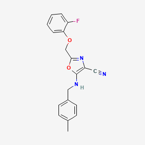 2-[(2-Fluorophenoxy)methyl]-5-[(4-methylbenzyl)amino]-1,3-oxazole-4-carbonitrile