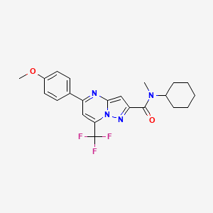 molecular formula C22H23F3N4O2 B11571103 N-cyclohexyl-5-(4-methoxyphenyl)-N-methyl-7-(trifluoromethyl)pyrazolo[1,5-a]pyrimidine-2-carboxamide 