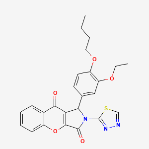 molecular formula C25H23N3O5S B11571119 1-(4-Butoxy-3-ethoxyphenyl)-2-(1,3,4-thiadiazol-2-yl)-1,2-dihydrochromeno[2,3-c]pyrrole-3,9-dione 