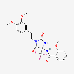 N-{1-[2-(3,4-dimethoxyphenyl)ethyl]-2,5-dioxo-4-(trifluoromethyl)imidazolidin-4-yl}-2-methoxybenzamide