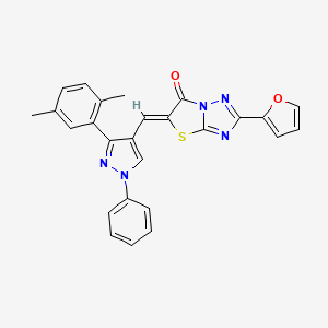 (5Z)-5-{[3-(2,5-dimethylphenyl)-1-phenyl-1H-pyrazol-4-yl]methylidene}-2-(furan-2-yl)[1,3]thiazolo[3,2-b][1,2,4]triazol-6(5H)-one