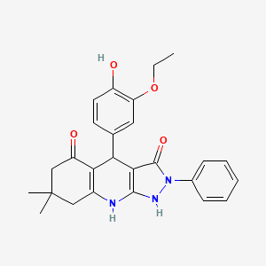 4-(3-ethoxy-4-hydroxyphenyl)-3-hydroxy-7,7-dimethyl-2-phenyl-2,4,6,7,8,9-hexahydro-5H-pyrazolo[3,4-b]quinolin-5-one