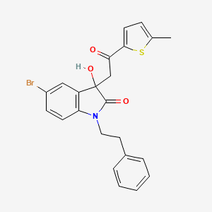 molecular formula C23H20BrNO3S B11571202 5-bromo-3-hydroxy-3-[2-(5-methylthiophen-2-yl)-2-oxoethyl]-1-(2-phenylethyl)-1,3-dihydro-2H-indol-2-one 