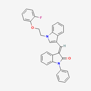 (3E)-3-({1-[2-(2-fluorophenoxy)ethyl]-1H-indol-3-yl}methylidene)-1-phenyl-1,3-dihydro-2H-indol-2-one