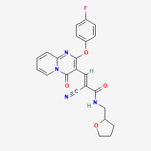 molecular formula C23H19FN4O4 B11571225 (2E)-2-cyano-3-[2-(4-fluorophenoxy)-4-oxo-4H-pyrido[1,2-a]pyrimidin-3-yl]-N-(tetrahydrofuran-2-ylmethyl)prop-2-enamide 