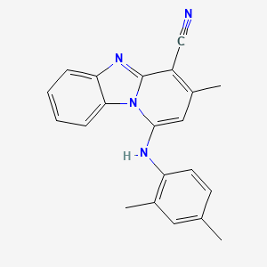 molecular formula C21H18N4 B11571266 1-[(2,4-Dimethylphenyl)amino]-3-methylpyrido[1,2-a]benzimidazole-4-carbonitrile 