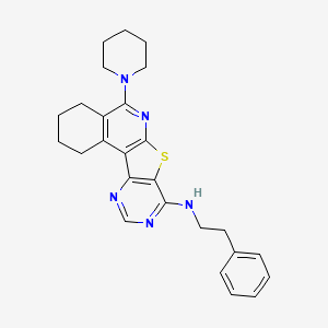 N-(2-phenylethyl)-8-piperidin-1-yl-11-thia-9,14,16-triazatetracyclo[8.7.0.02,7.012,17]heptadeca-1,7,9,12,14,16-hexaen-13-amine