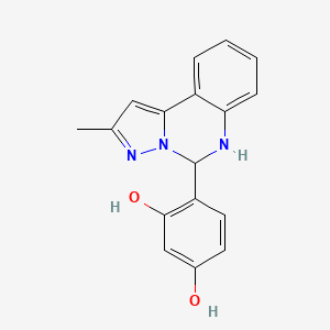 molecular formula C17H15N3O2 B11571279 4-(2-Methyl-5,6-dihydropyrazolo[1,5-c]quinazolin-5-yl)benzene-1,3-diol 