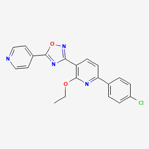 molecular formula C20H15ClN4O2 B11571281 6-(4-Chlorophenyl)-2-ethoxy-3-[5-(pyridin-4-yl)-1,2,4-oxadiazol-3-yl]pyridine 