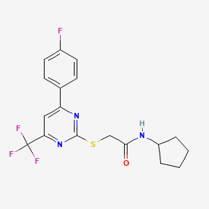 N-cyclopentyl-2-{[4-(4-fluorophenyl)-6-(trifluoromethyl)pyrimidin-2-yl]sulfanyl}acetamide