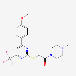 2-{[4-(4-Methoxyphenyl)-6-(trifluoromethyl)pyrimidin-2-yl]sulfanyl}-1-(4-methylpiperazin-1-yl)ethanone