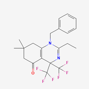 1-benzyl-2-ethyl-7,7-dimethyl-4,4-bis(trifluoromethyl)-4,6,7,8-tetrahydroquinazolin-5(1H)-one