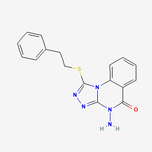 molecular formula C17H15N5OS B11571311 4-amino-1-[(2-phenylethyl)sulfanyl][1,2,4]triazolo[4,3-a]quinazolin-5(4H)-one 