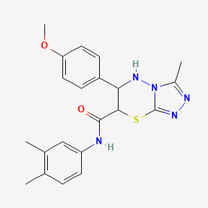 molecular formula C21H23N5O2S B11571330 N-(3,4-dimethylphenyl)-6-(4-methoxyphenyl)-3-methyl-6,7-dihydro-5H-[1,2,4]triazolo[3,4-b][1,3,4]thiadiazine-7-carboxamide 