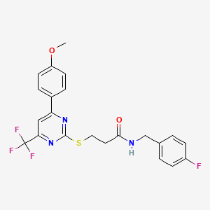 N-(4-fluorobenzyl)-3-{[4-(4-methoxyphenyl)-6-(trifluoromethyl)pyrimidin-2-yl]sulfanyl}propanamide