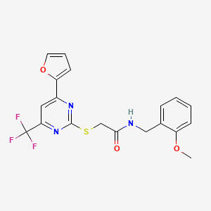 molecular formula C19H16F3N3O3S B11571360 2-{[4-(furan-2-yl)-6-(trifluoromethyl)pyrimidin-2-yl]sulfanyl}-N-(2-methoxybenzyl)acetamide 