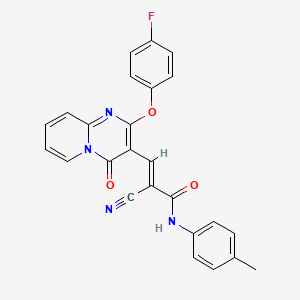 molecular formula C25H17FN4O3 B11571361 (2E)-2-cyano-3-[2-(4-fluorophenoxy)-4-oxo-4H-pyrido[1,2-a]pyrimidin-3-yl]-N-(4-methylphenyl)prop-2-enamide 