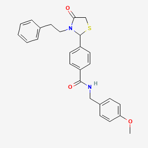 N-(4-methoxybenzyl)-4-[4-oxo-3-(2-phenylethyl)-1,3-thiazolidin-2-yl]benzamide