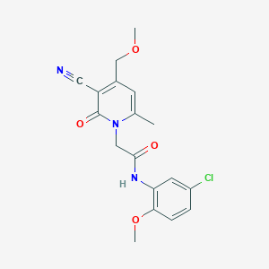 molecular formula C18H18ClN3O4 B11571380 N-(5-chloro-2-methoxyphenyl)-2-[3-cyano-4-(methoxymethyl)-6-methyl-2-oxopyridin-1(2H)-yl]acetamide 