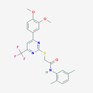 2-{[4-(3,4-dimethoxyphenyl)-6-(trifluoromethyl)pyrimidin-2-yl]sulfanyl}-N-(2,5-dimethylphenyl)acetamide