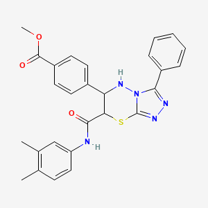 molecular formula C27H25N5O3S B11571385 methyl 4-{7-[(3,4-dimethylphenyl)carbamoyl]-3-phenyl-6,7-dihydro-5H-[1,2,4]triazolo[3,4-b][1,3,4]thiadiazin-6-yl}benzoate 