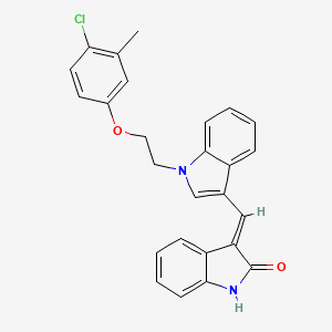 (3E)-3-({1-[2-(4-chloro-3-methylphenoxy)ethyl]-1H-indol-3-yl}methylidene)-1,3-dihydro-2H-indol-2-one