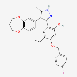 2-[4-(3,4-dihydro-2H-1,5-benzodioxepin-7-yl)-5-methyl-1H-pyrazol-3-yl]-4-ethyl-5-[(4-fluorobenzyl)oxy]phenol