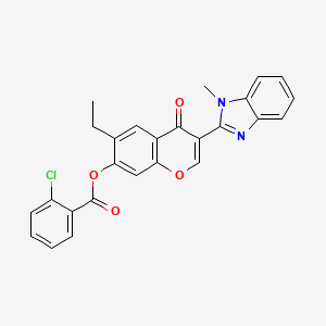 6-ethyl-3-(1-methyl-1H-benzimidazol-2-yl)-4-oxo-4H-chromen-7-yl 2-chlorobenzoate