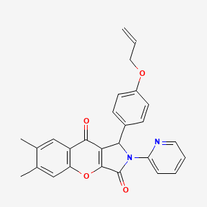 molecular formula C27H22N2O4 B11571436 6,7-Dimethyl-1-[4-(prop-2-en-1-yloxy)phenyl]-2-(pyridin-2-yl)-1,2-dihydrochromeno[2,3-c]pyrrole-3,9-dione 