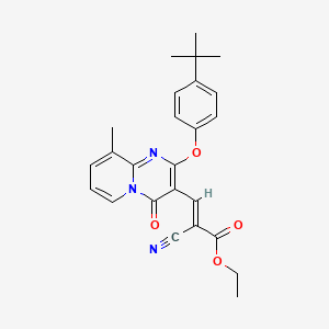 ethyl (2E)-3-[2-(4-tert-butylphenoxy)-9-methyl-4-oxo-4H-pyrido[1,2-a]pyrimidin-3-yl]-2-cyanoprop-2-enoate