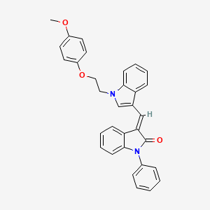 molecular formula C32H26N2O3 B11571473 (3E)-3-({1-[2-(4-methoxyphenoxy)ethyl]-1H-indol-3-yl}methylidene)-1-phenyl-1,3-dihydro-2H-indol-2-one 