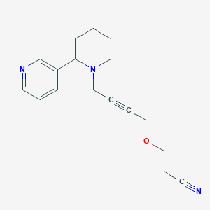 molecular formula C17H21N3O B11571487 3-({4-[2-(Pyridin-3-YL)piperidin-1-YL]but-2-YN-1-YL}oxy)propanenitrile 