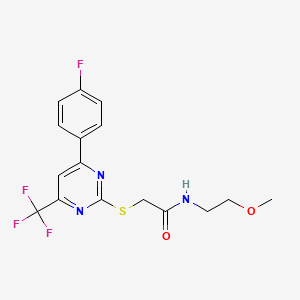 2-{[4-(4-fluorophenyl)-6-(trifluoromethyl)pyrimidin-2-yl]sulfanyl}-N-(2-methoxyethyl)acetamide