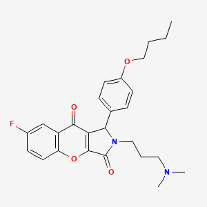 molecular formula C26H29FN2O4 B11571617 1-(4-Butoxyphenyl)-2-[3-(dimethylamino)propyl]-7-fluoro-1,2-dihydrochromeno[2,3-c]pyrrole-3,9-dione 