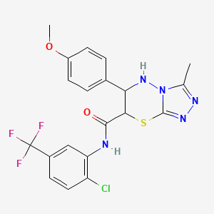 molecular formula C20H17ClF3N5O2S B11571625 N-[2-chloro-5-(trifluoromethyl)phenyl]-6-(4-methoxyphenyl)-3-methyl-6,7-dihydro-5H-[1,2,4]triazolo[3,4-b][1,3,4]thiadiazine-7-carboxamide 