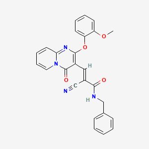 molecular formula C26H20N4O4 B11571629 (2E)-N-benzyl-2-cyano-3-[2-(2-methoxyphenoxy)-4-oxo-4H-pyrido[1,2-a]pyrimidin-3-yl]prop-2-enamide 