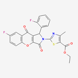 molecular formula C24H16F2N2O5S B11571632 ethyl 2-[7-fluoro-1-(2-fluorophenyl)-3,9-dioxo-3,9-dihydrochromeno[2,3-c]pyrrol-2(1H)-yl]-4-methyl-1,3-thiazole-5-carboxylate 