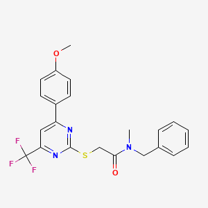 N-benzyl-2-{[4-(4-methoxyphenyl)-6-(trifluoromethyl)pyrimidin-2-yl]sulfanyl}-N-methylacetamide