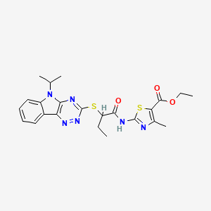 ethyl 4-methyl-2-[(2-{[5-(propan-2-yl)-5H-[1,2,4]triazino[5,6-b]indol-3-yl]sulfanyl}butanoyl)amino]-1,3-thiazole-5-carboxylate