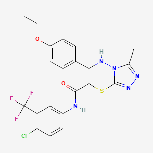 molecular formula C21H19ClF3N5O2S B11571687 N-[4-chloro-3-(trifluoromethyl)phenyl]-6-(4-ethoxyphenyl)-3-methyl-6,7-dihydro-5H-[1,2,4]triazolo[3,4-b][1,3,4]thiadiazine-7-carboxamide 