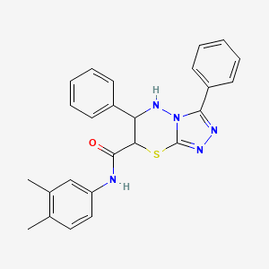 molecular formula C25H23N5OS B11571717 N-(3,4-dimethylphenyl)-3,6-diphenyl-6,7-dihydro-5H-[1,2,4]triazolo[3,4-b][1,3,4]thiadiazine-7-carboxamide 