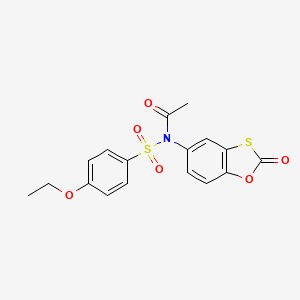 molecular formula C17H15NO6S2 B11571742 N-[(4-ethoxyphenyl)sulfonyl]-N-(2-oxo-1,3-benzoxathiol-5-yl)acetamide 