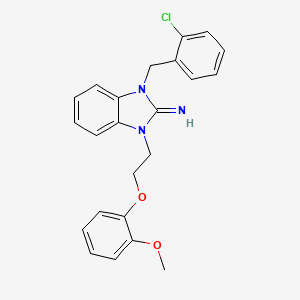 molecular formula C23H22ClN3O2 B11571758 1-(2-chlorobenzyl)-3-[2-(2-methoxyphenoxy)ethyl]-1,3-dihydro-2H-benzimidazol-2-imine 