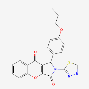 molecular formula C22H17N3O4S B11571767 1-(4-Propoxyphenyl)-2-(1,3,4-thiadiazol-2-yl)-1,2-dihydrochromeno[2,3-c]pyrrole-3,9-dione 