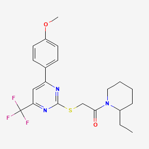 1-(2-Ethylpiperidin-1-yl)-2-{[4-(4-methoxyphenyl)-6-(trifluoromethyl)pyrimidin-2-yl]sulfanyl}ethanone